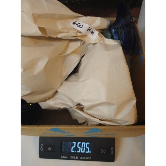 Set of 2 Hand Blown Art Margarita Cocktail Glasses Blue Red Green Swirl Thick - Picture 9 of 9